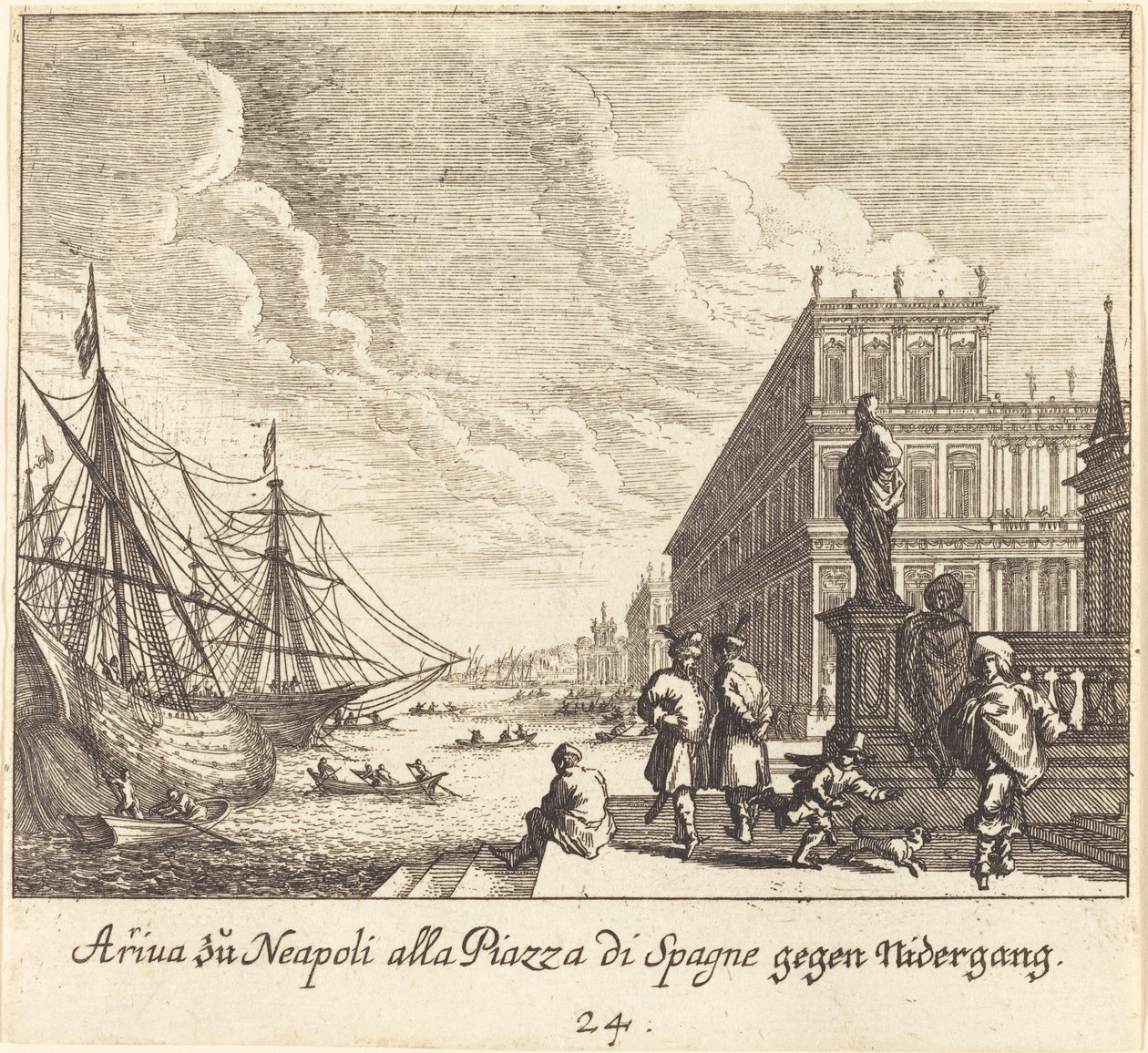 Palazzo di Spagna, Napoli av Melchior Küsel after Johann Wilhelm Baur
