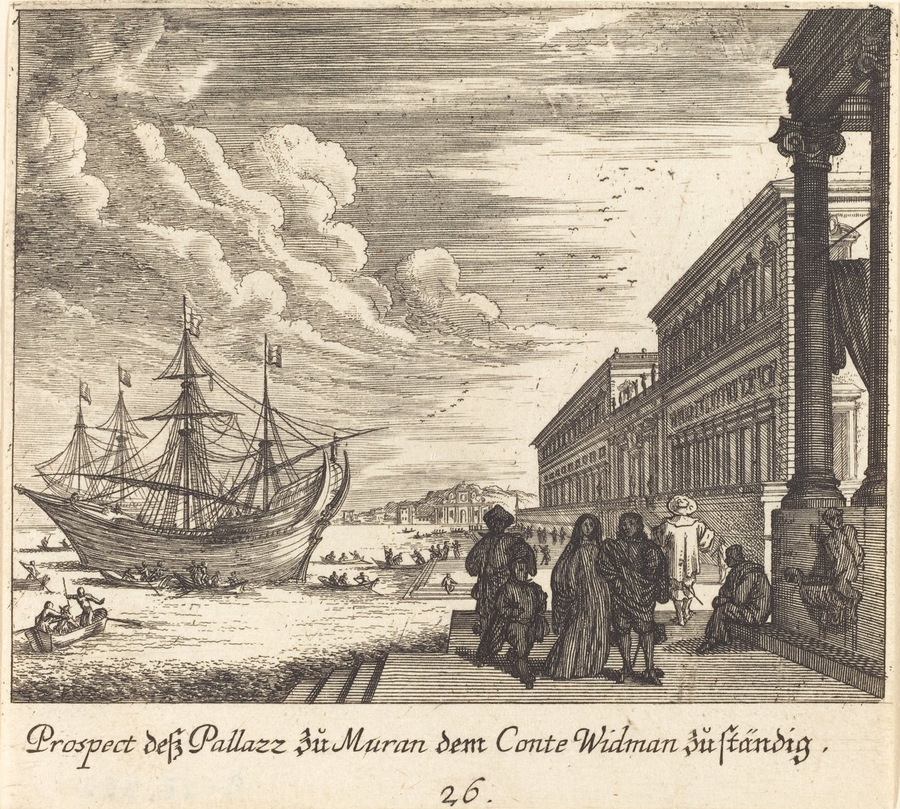 Palazzo av grev Widman av Melchior Küsel after Johann Wilhelm Baur