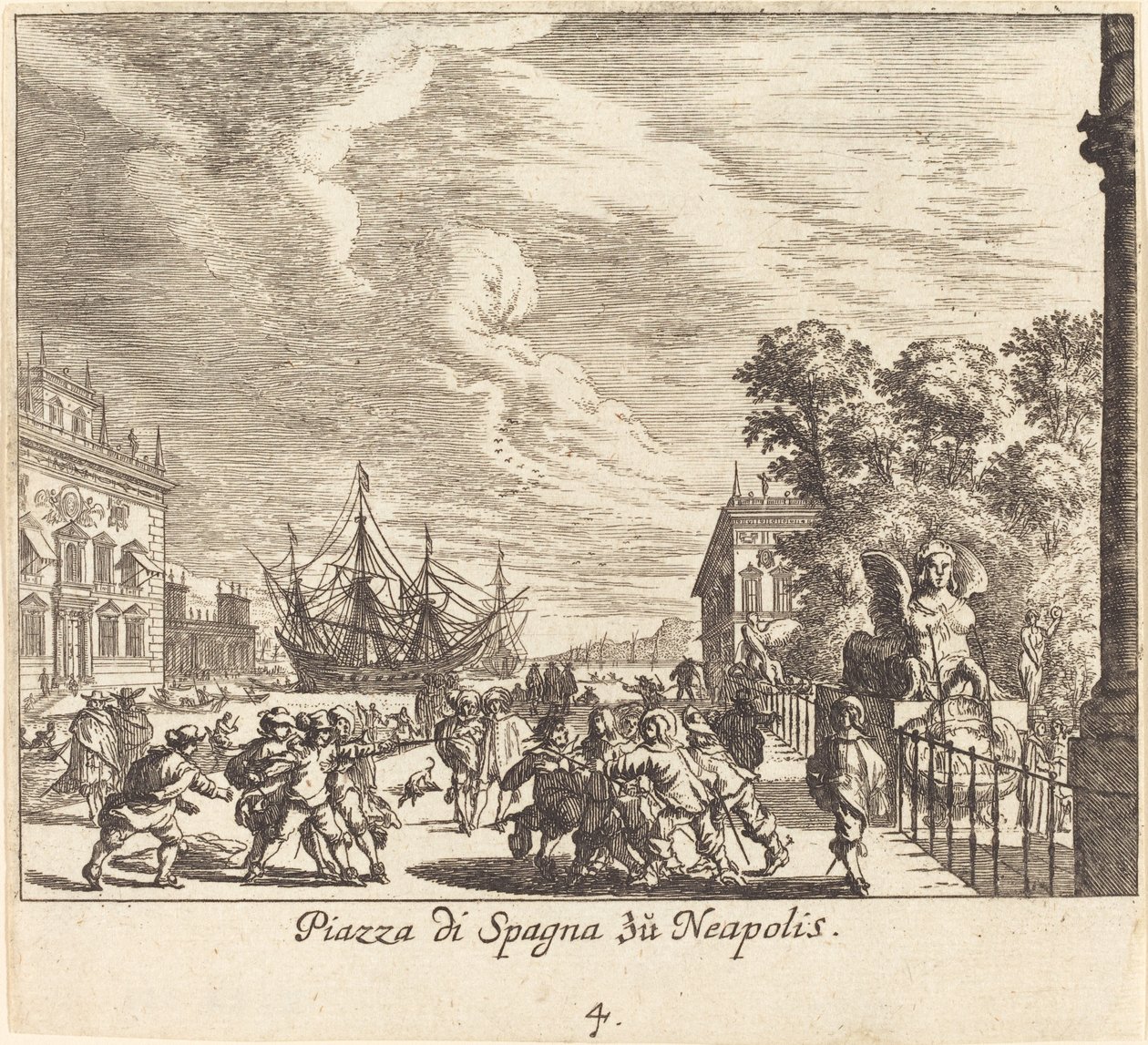 Spansketrappen, Napoli av Melchior Küsel after Johann Wilhelm Baur