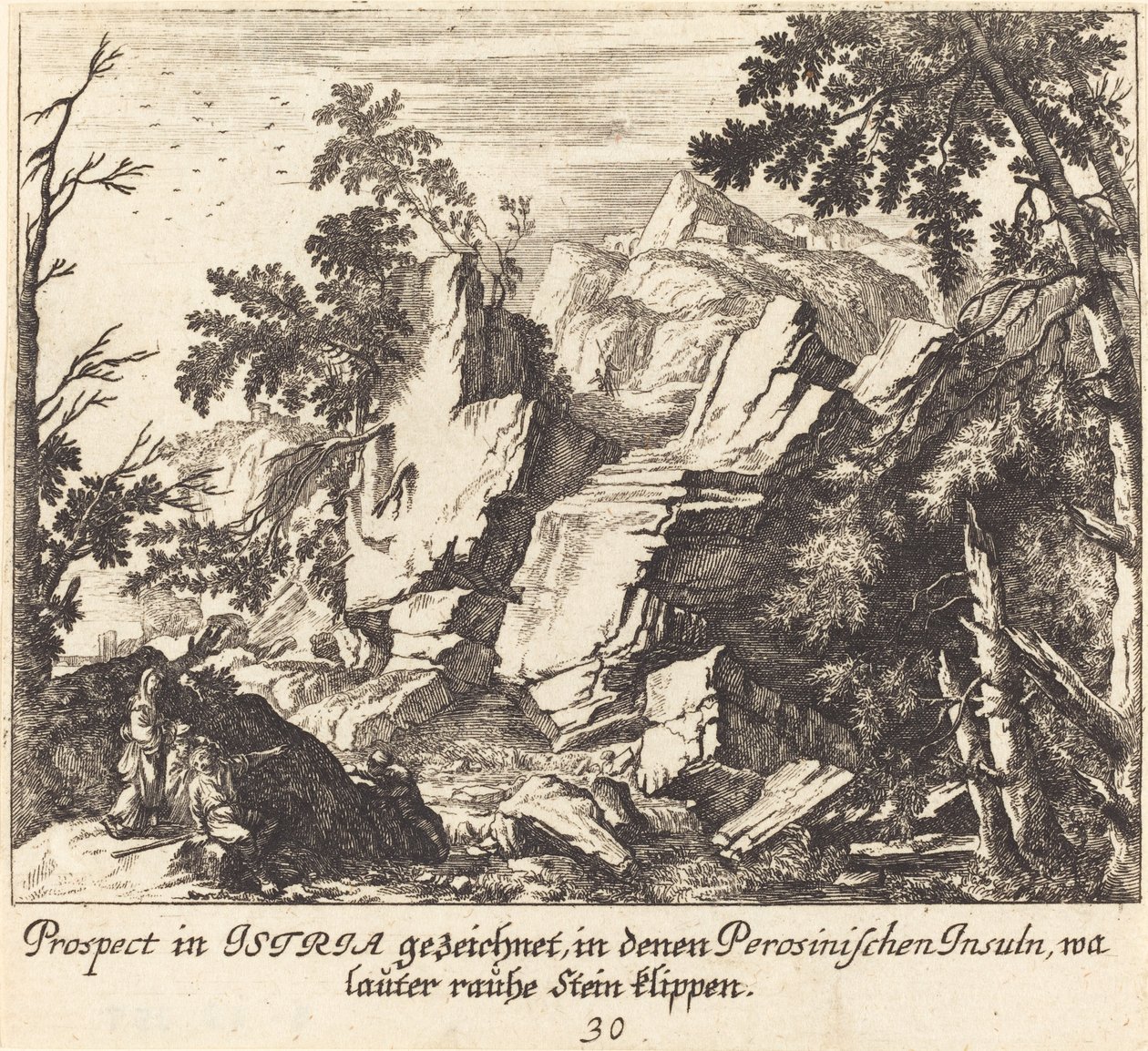 Utsikt i Istria av Melchior Küsel after Johann Wilhelm Baur