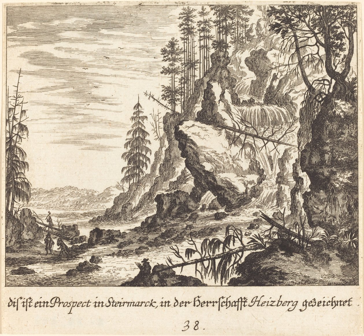 Utsikt i Stairmarck av Melchior Küsel after Johann Wilhelm Baur