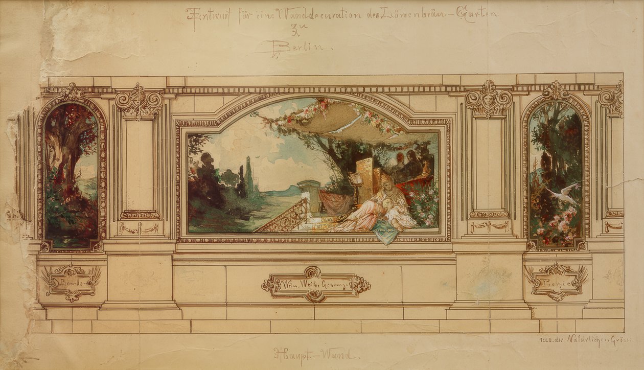 Design for en veggdekorasjon for Löwenbräu-hagen i Berlin av Melchior Lechter
