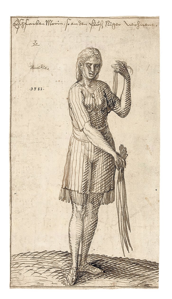 En nigeriansk kvinne som holder siv, 1583 av Melchior Lorck