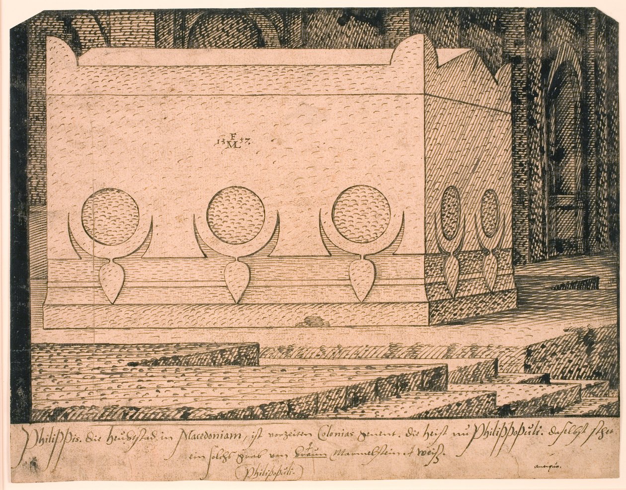En sarkofag i Plovdiv eller Philippi av Melchior Lorck