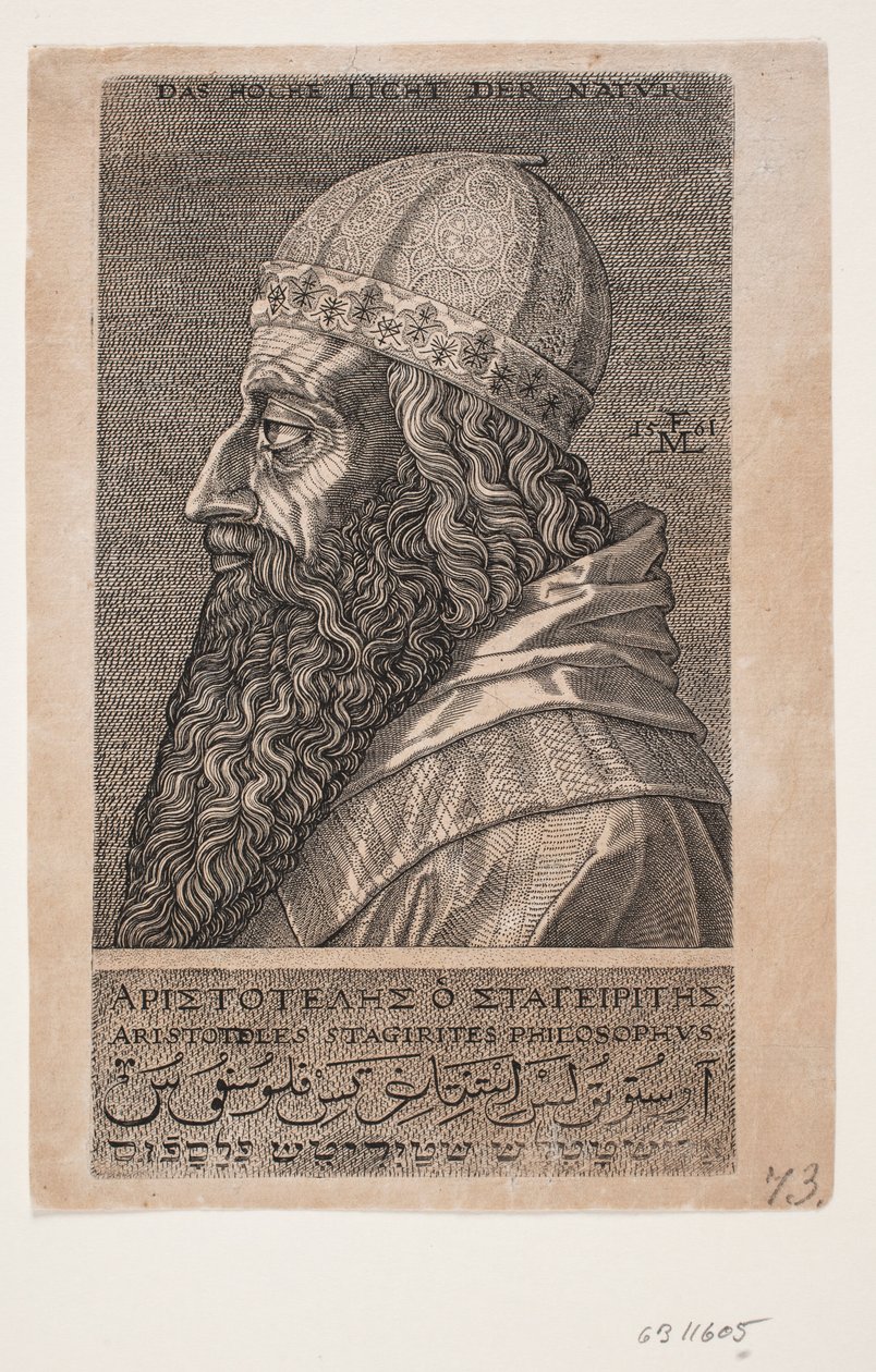 Aristoteles, halvlengde portrett, profil mot venstre av Melchior Lorck