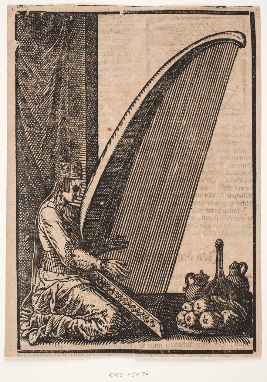 Kvinnelig harpespiller av Melchior Lorck