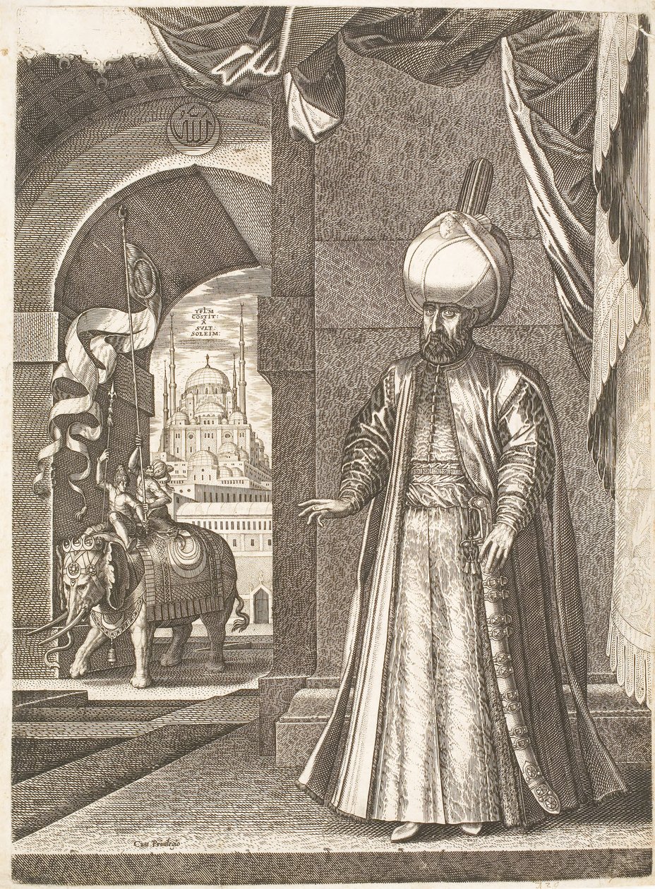 Portrett av Sultan Suleiman den storslåtte (stående) av Melchior Lorck
