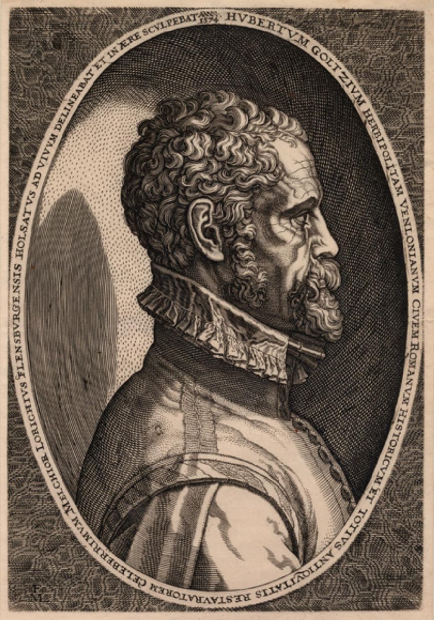 Portrett av antikvaren Hubert Goltzius av Melchior Lorck