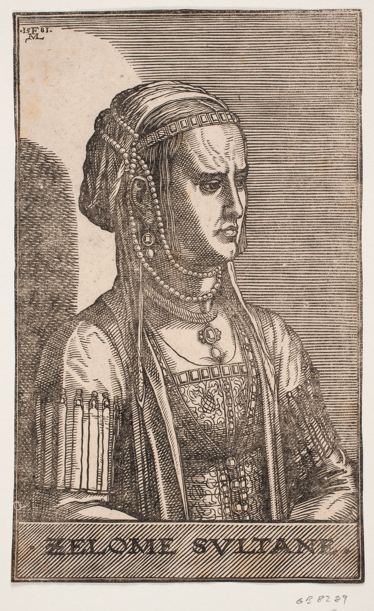 Sultaninde Portrett, halvprofil til r.: SELOME SULTANE av Melchior Lorck