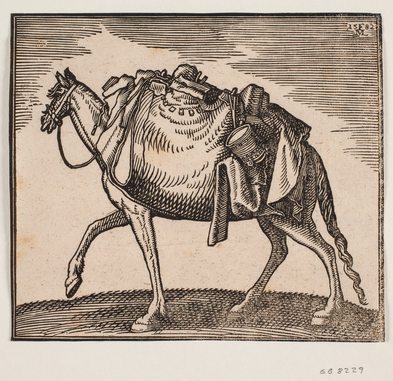 Svært bepakket hest av Melchior Lorck