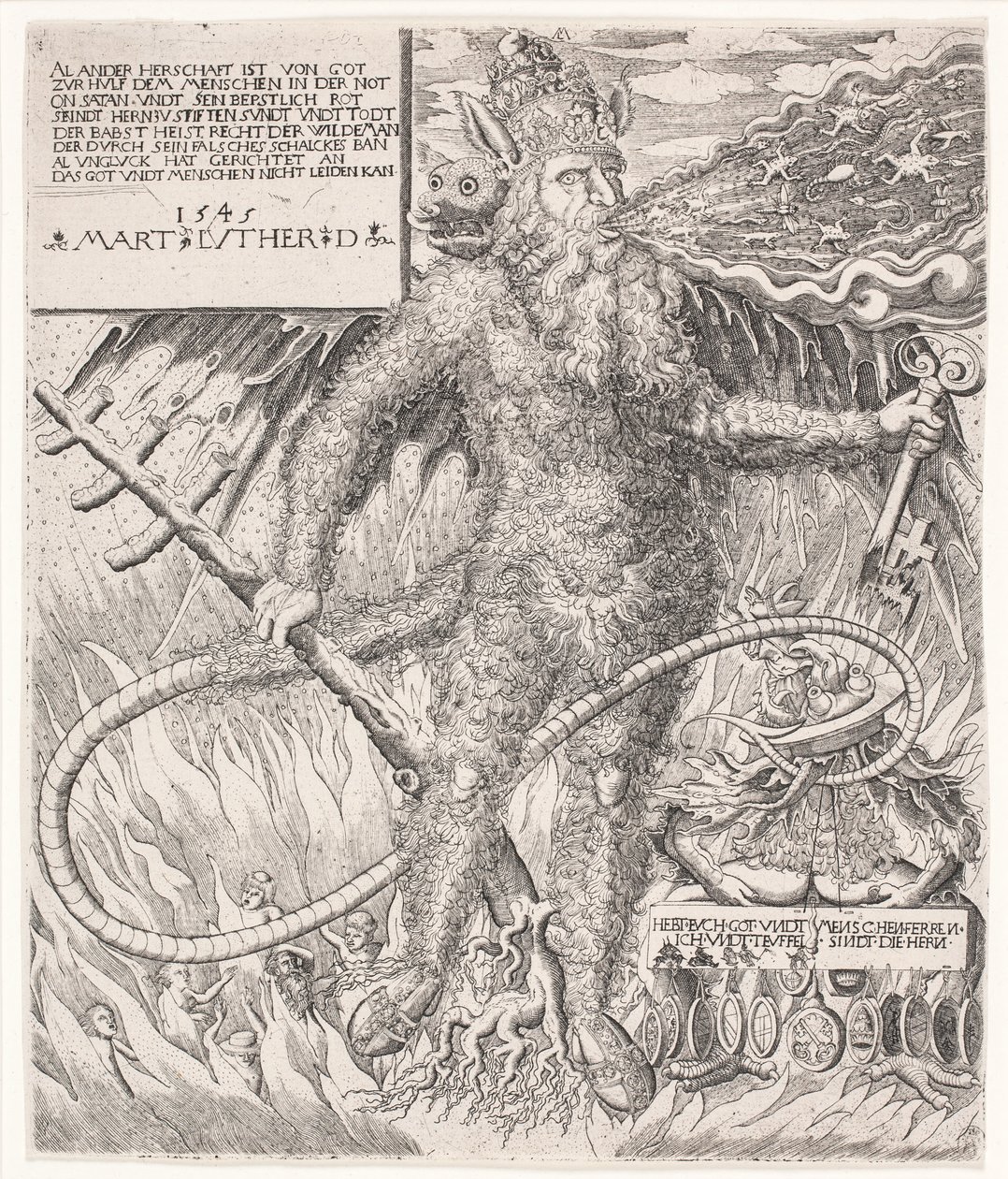 Paven som en villmann. Satirisk allegori av Melchior Lorck