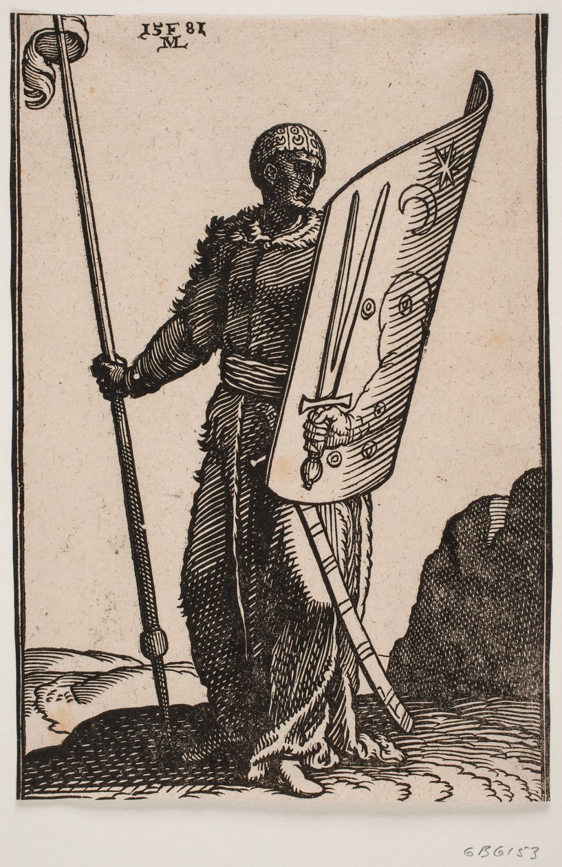 Warrier med lanse og skjold av Melchior Lorck
