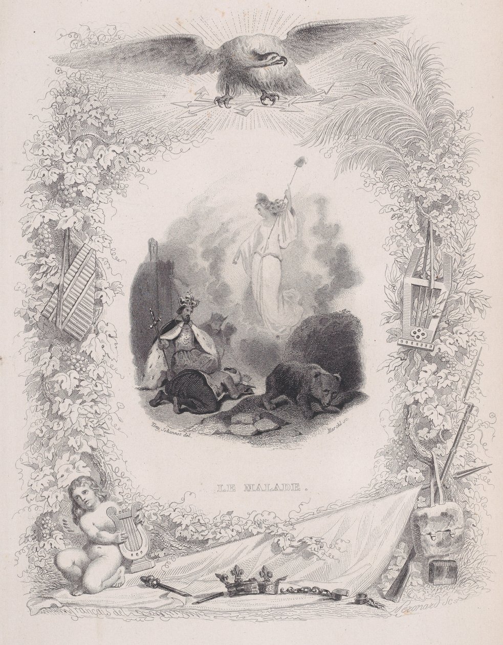 De syke, fra The Songs of Béranger, 1829 av Melchior Peronard