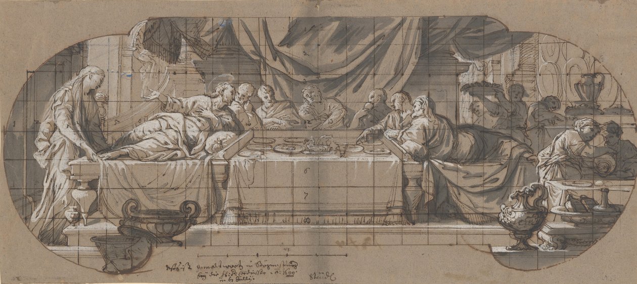 Fest i Simons hus, 1699 eller før. av Melchior Steidl