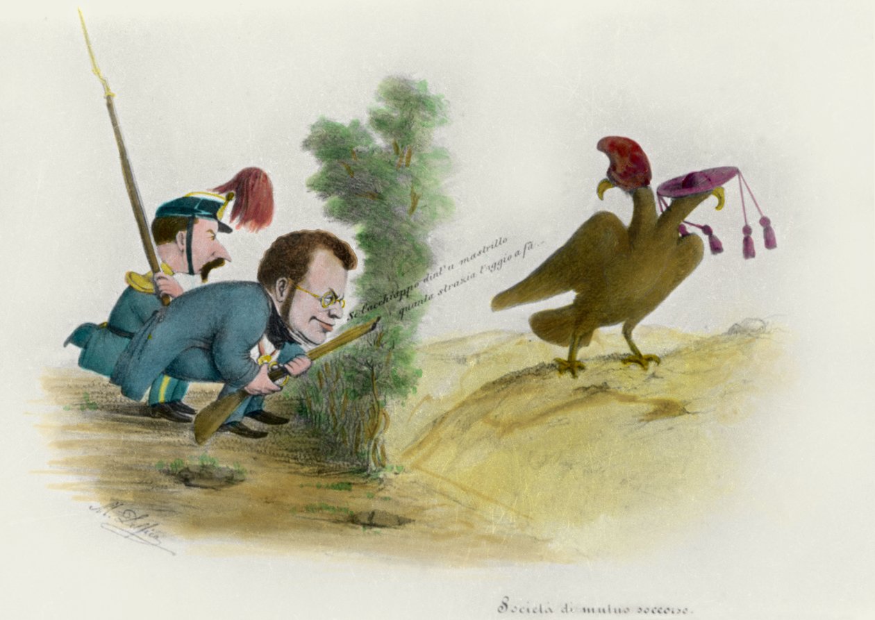 Det romerske spørsmålet: karikatur av greven av Cavour, ca. 1860 av Melchiorre Delfico