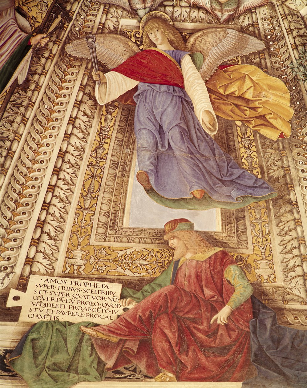 Amos og engelen som holder tangen til Kristi lidenskap, fra kuppelen til sakristiet til St. Mark, ca. 1477 (detalj av 498726) av Melozzo da Forli