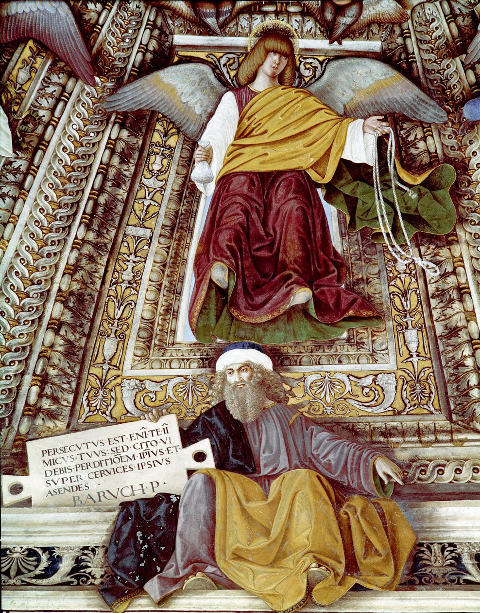 Representasjon av Baruch (Baruch ben Neria) disippel av Jeremiah og en engel Fresco av Melozzo da Forli (Melozzo degli Ambrosi) (1438-1494) Kuppel av sakristiet til Saint Mark (Marco), helligdommen til santa casa, Loreto av Melozzo da Forli