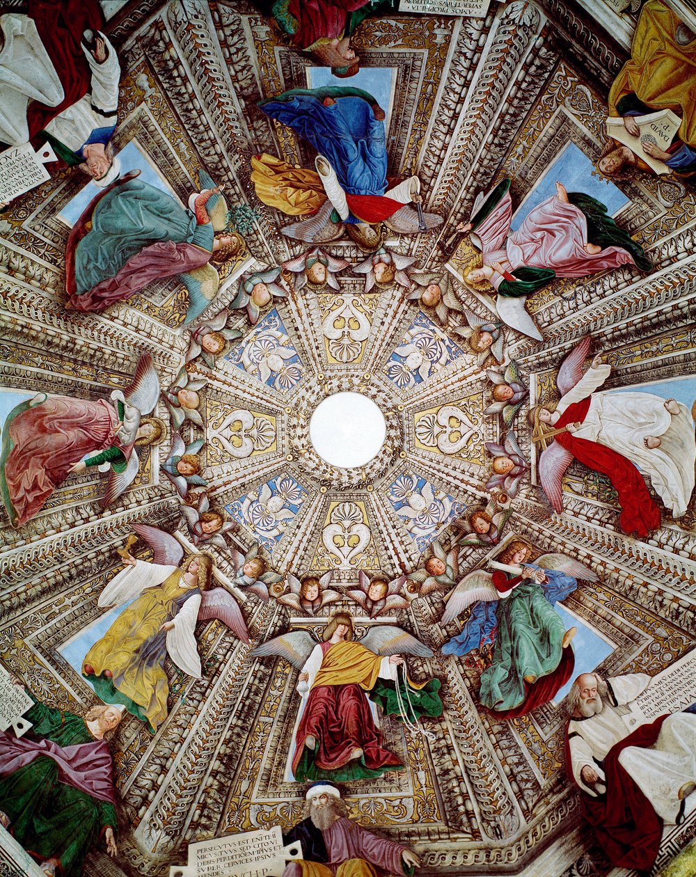 Representasjoner av profeter og engler Fresco av Melozzo da Forli (Melozzo degli Ambrosi) (1438-1494) Kuppel av sakristiet til Saint Mark (Marco), Sanctuary of Santa Casa, Loreto av Melozzo da Forli
