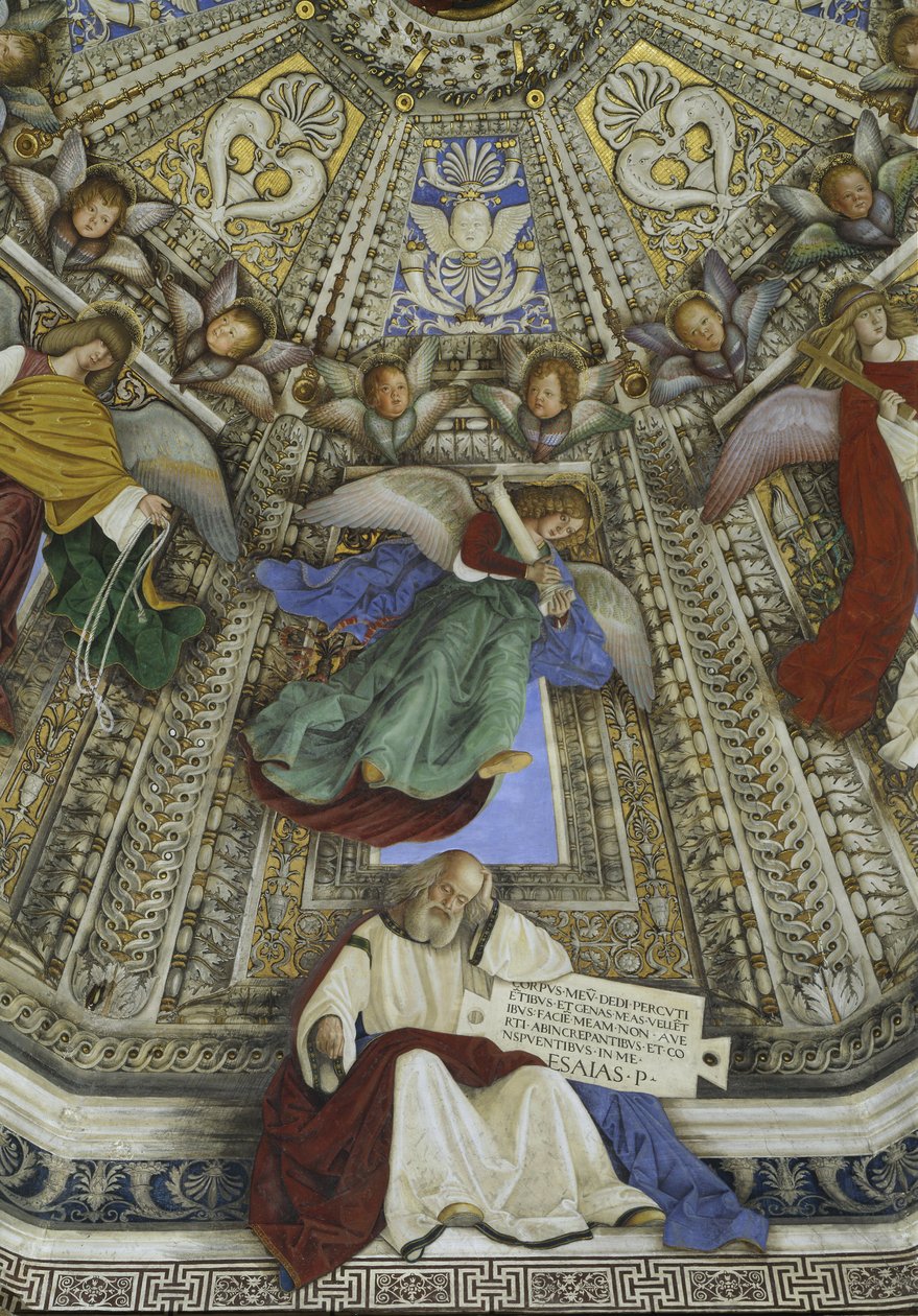 Profeten Jesaja og en engel, kuppelen til sakristiet til Markus, Santuario della Santa Casa, Loreto av Melozzo da Forli