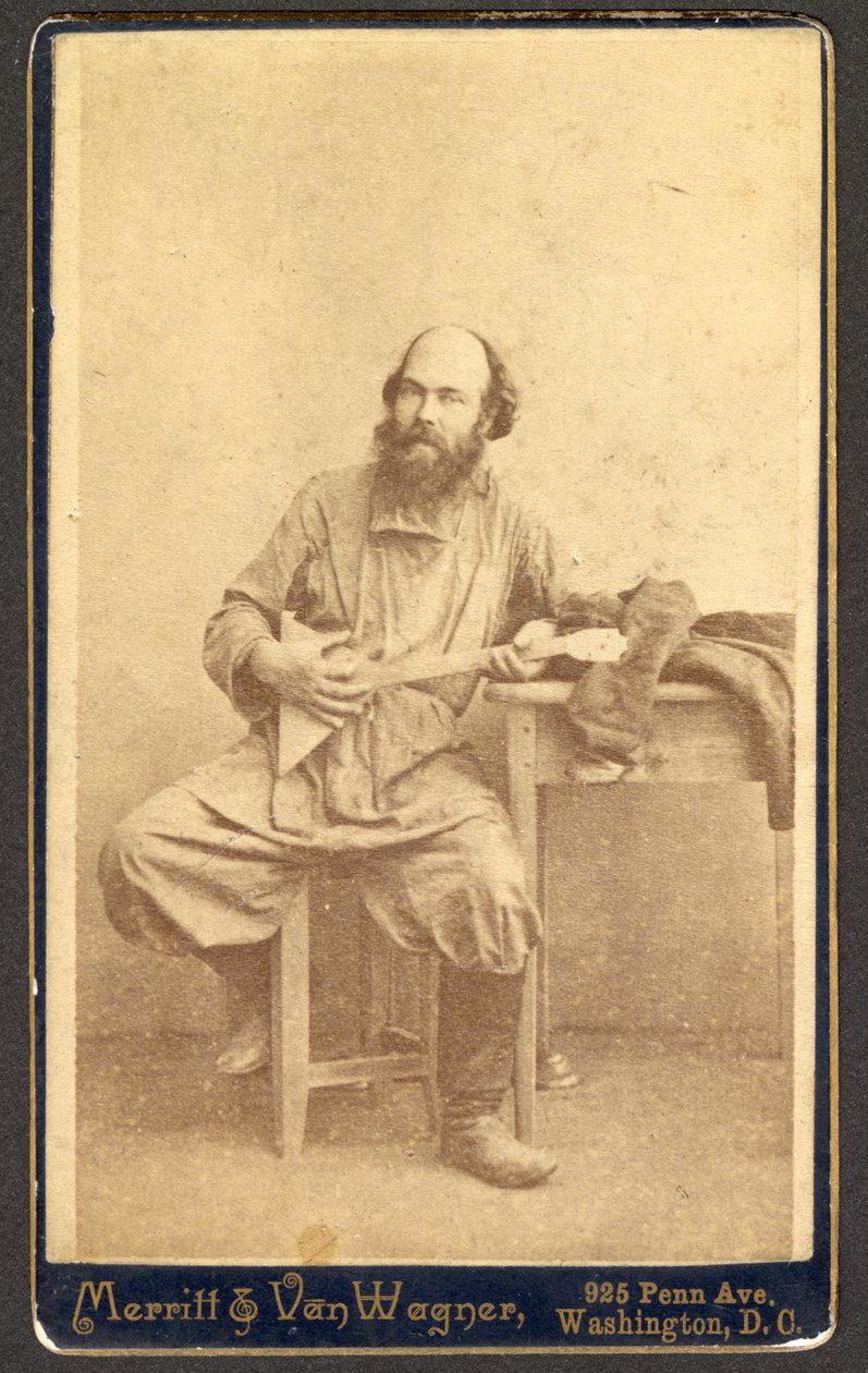 Portrett av uidentifisert mann med balalaika, mellom 1886 og 1895. av Merritt and Van Wagner