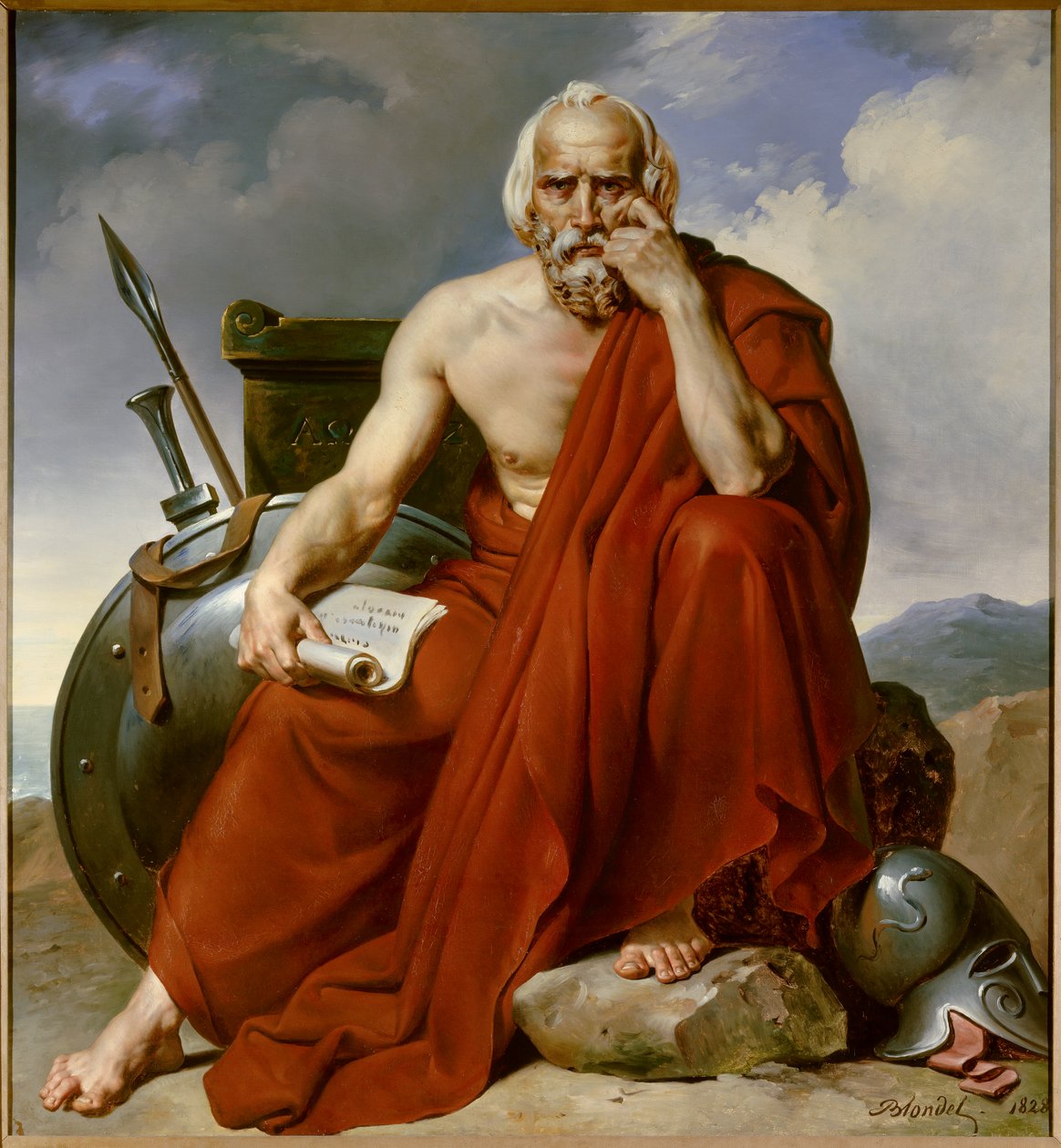 Portrett av Lycurgue (Lykourgos) lovgiver i Sparta. Maleri av Merry Joseph Blondel (1781-1853) av Merry Joseph Blondel