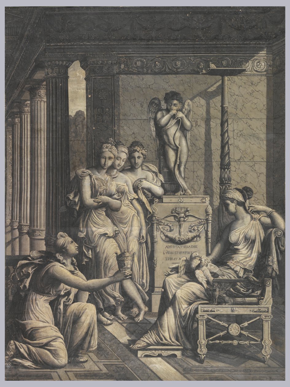 Psyche som bringer Venus et vannbeger fra ungdommens fontene av Merry-Joseph Blondel