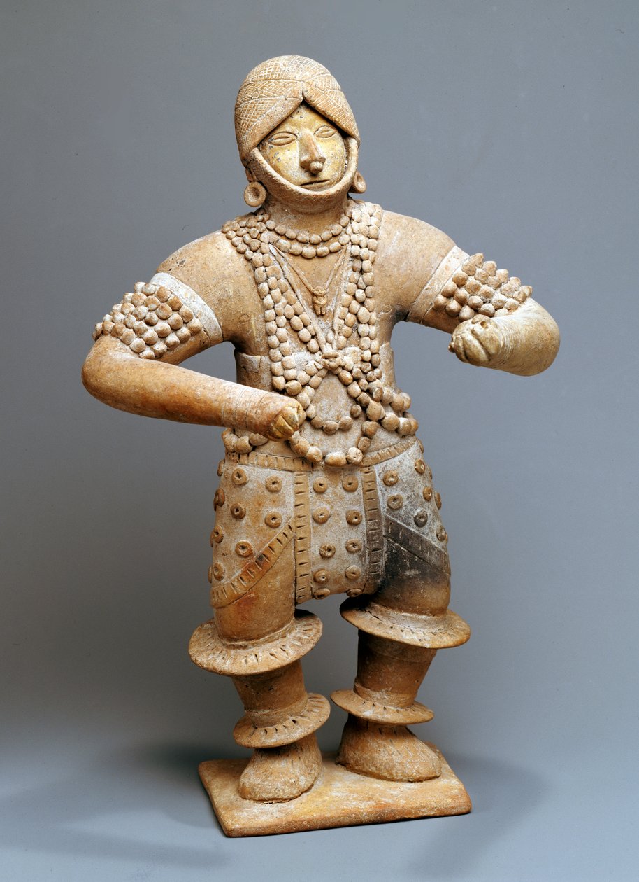 Danser med rituell antrekk, Colima eller Jalisco (lertøy) av Mesoamerican