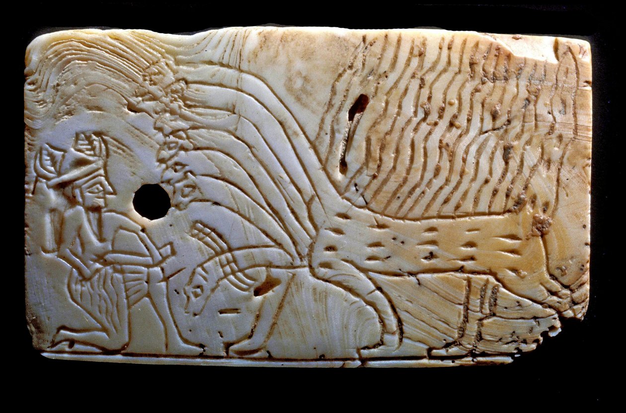 Plakett som viser Ninurta som kjemper med et monster, ca. 1450 f.Kr av Mesopotamian
