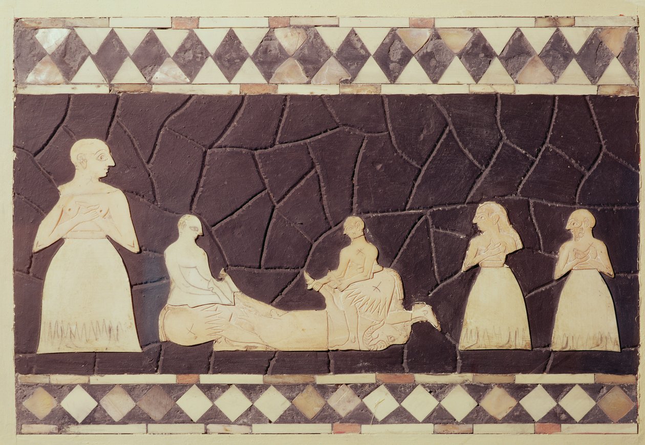 Offerscene (mosaikk) av Mesopotamian