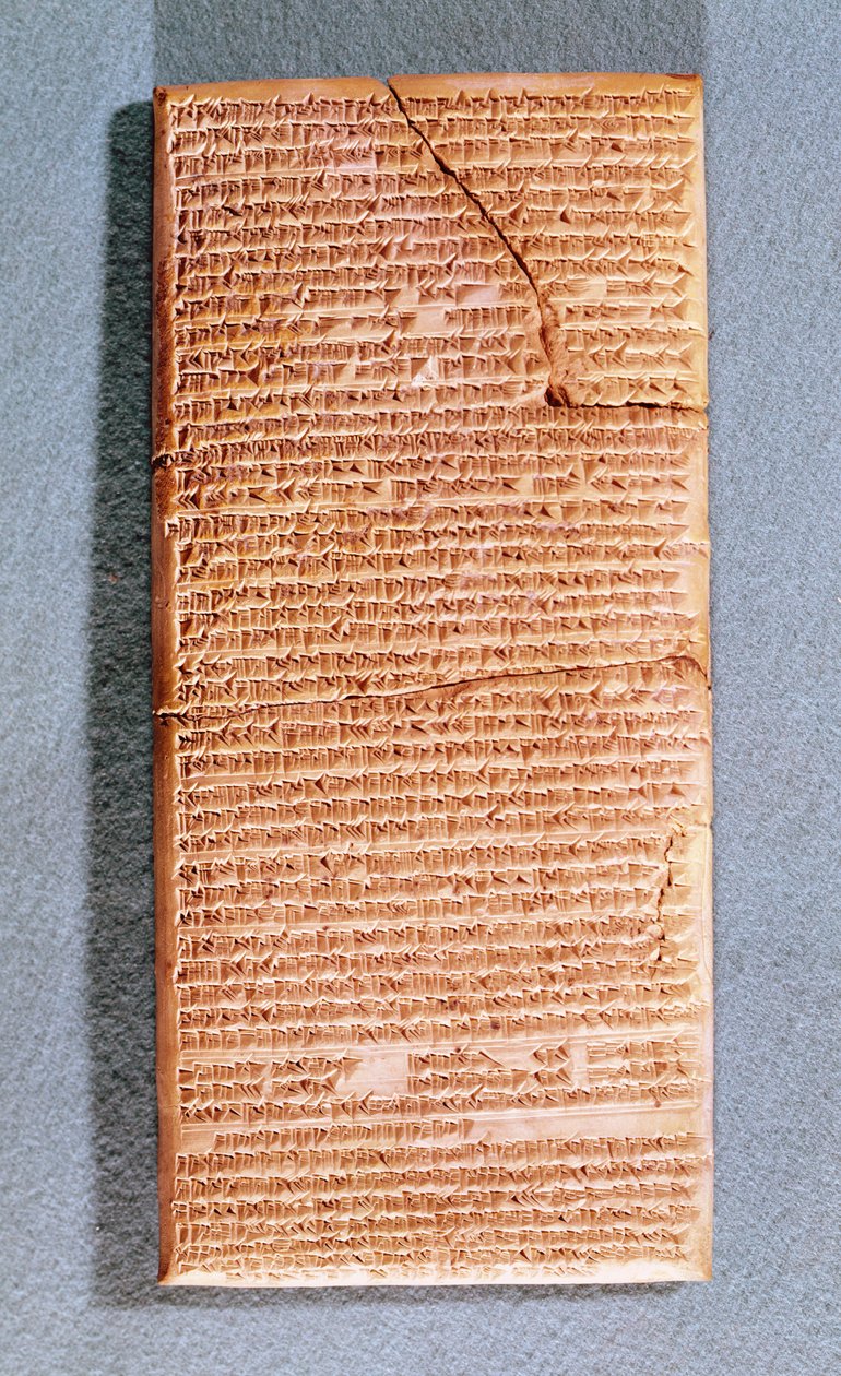 Nettbrett som omhandler de rituelle ofringene ved tempelet til Anu i Uruk (Warka) kopi av en gammel tekst fra 3.-1. århundre f.Kr. (leire) av Mesopotamian
