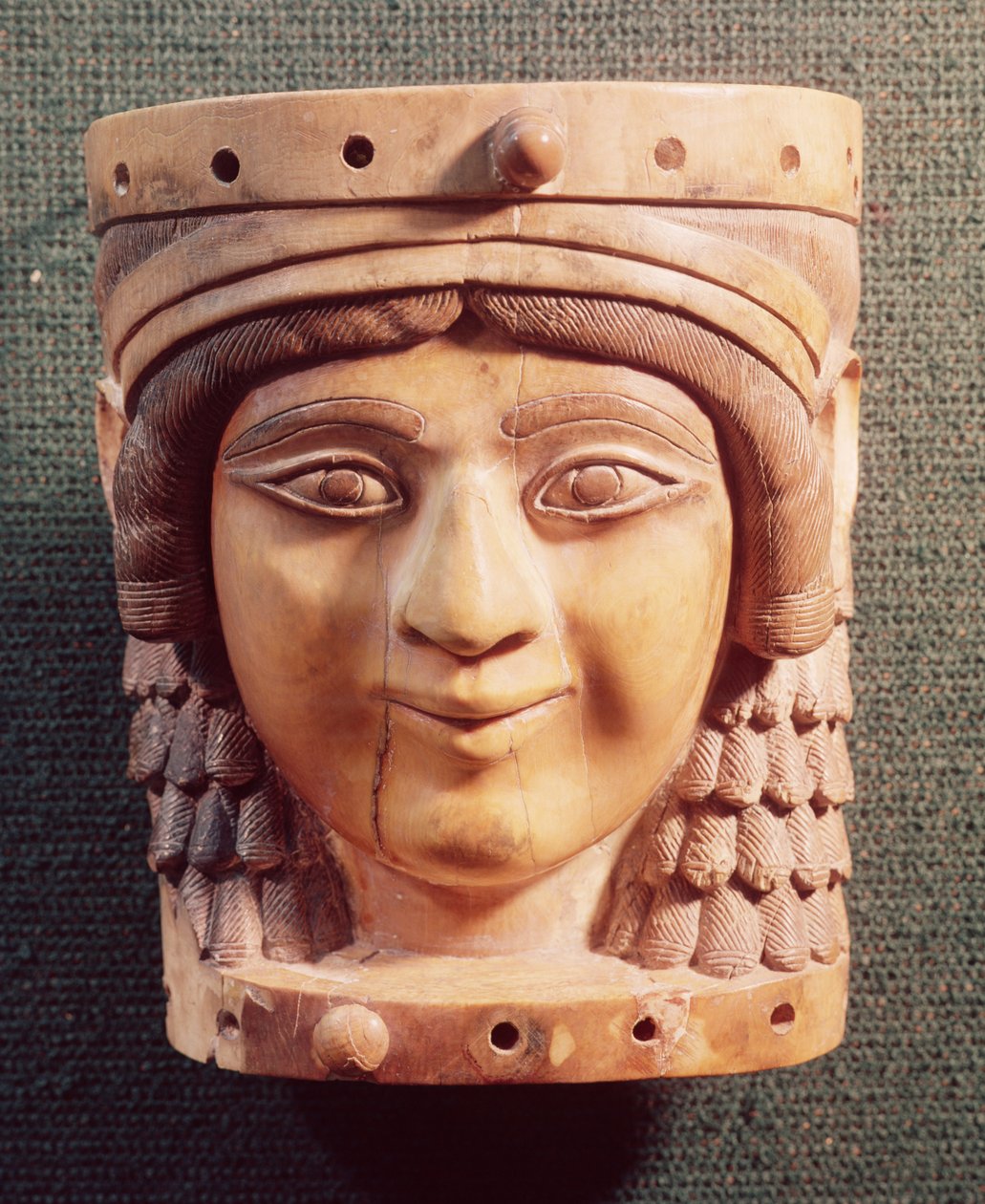 Hodet til en kvinne, kalt brønnens frue eller Mona Lisa av Nimrud, fra Salmanassar III-palasset, 1400-612 f.Kr. av Mesopotamian