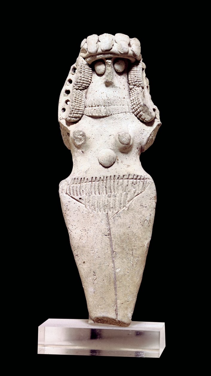 Mesopotamisk kunst: Naken kvinne. Terrakotta, 2. årtusen f.Kr. (rundt 2000 f.Kr.). Fra Tell Asmar (Esnunna i Mesopotamia). Mål: 0,106x0,045x0,018m. Paris, Louvre-museet av Mesopotamian