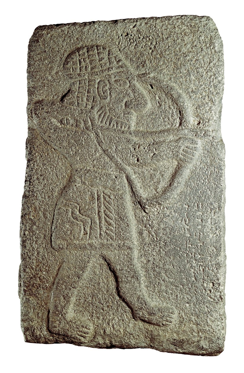 Hettittisk bueskytter, fra Palace of Kapara, King of Guzana, i Tell Halaf (Syria), 9. århundre f.Kr. (lavt relieff på stein) av Mesopotamian Mesopotamian