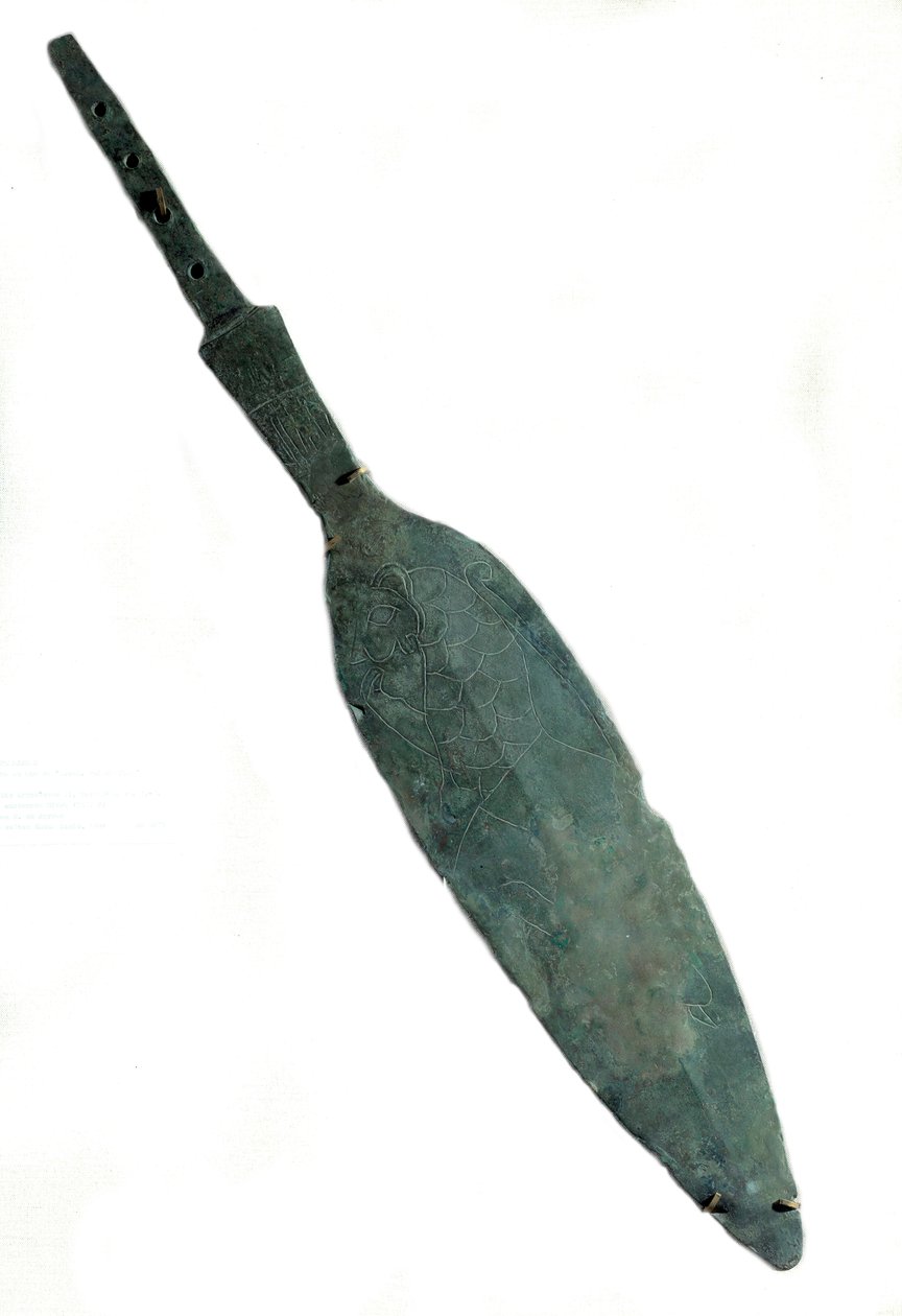 Mesopotamia: kolossalt spyd innskrevet i navnet "Lugal, King of Kish"". Arkaisk dynasti. 2600 f.Kr. Fra nettstedet til Tello. Søn 0,13x0,85 m Paris, musee du Louvre av Mesopotamian Mesopotamian