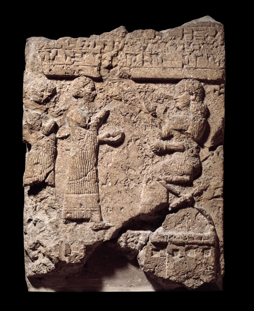 Mesopotamia: kalksteinsrelieff av skriftlærde som tok byttet under plyndring av Musasir. fra palasset til Sargon II i Khorsabad (Khunsabad). 710 f.Kr. Søn 0,64x0,47 m Paris, musee du louvre av Mesopotamian Mesopotamian