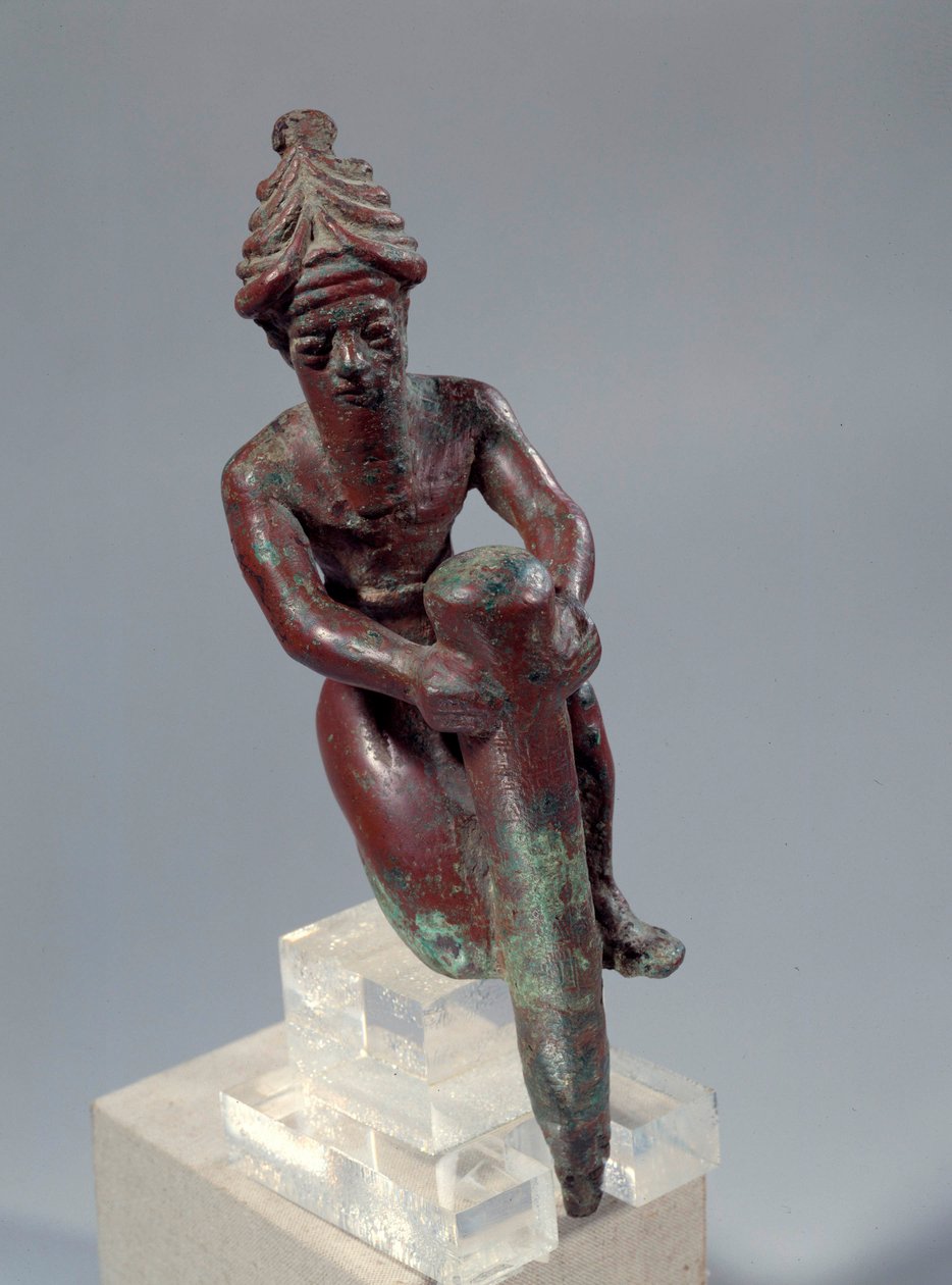 Mesopotamia: kobberfundamentfigur som viser guden som skyver en spiker. Omtrent 2150 f.Kr. Fra Tello. Paris, Louvre-museet av Mesopotamian Mesopotamian