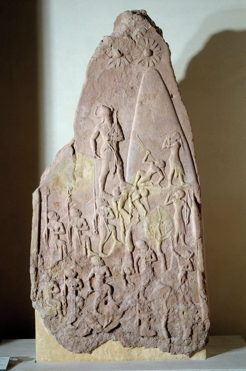 Mesopotamia: stele i rødt lys av Naram Sins seier. Agade-periode (rundt 2350-2200 f.Kr.). Fra Accad. Paris, Louvre-museet av Mesopotamian Mesopotamian