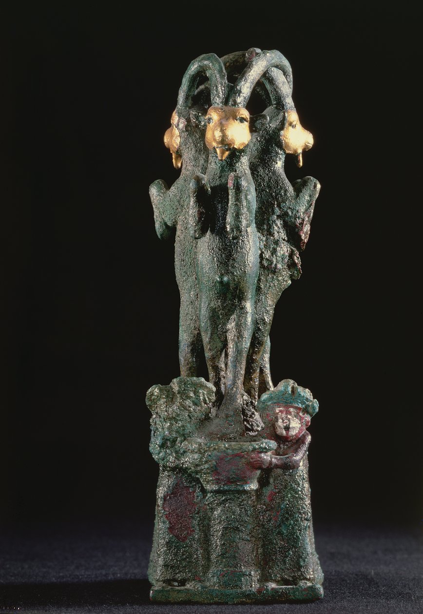 Hellig tre dannet av tre geiter, fra Larsa, sørlige Mesopotamia, ca. 1750 f.Kr. (bronse og gull) av Mesopotamian Mesopotamian