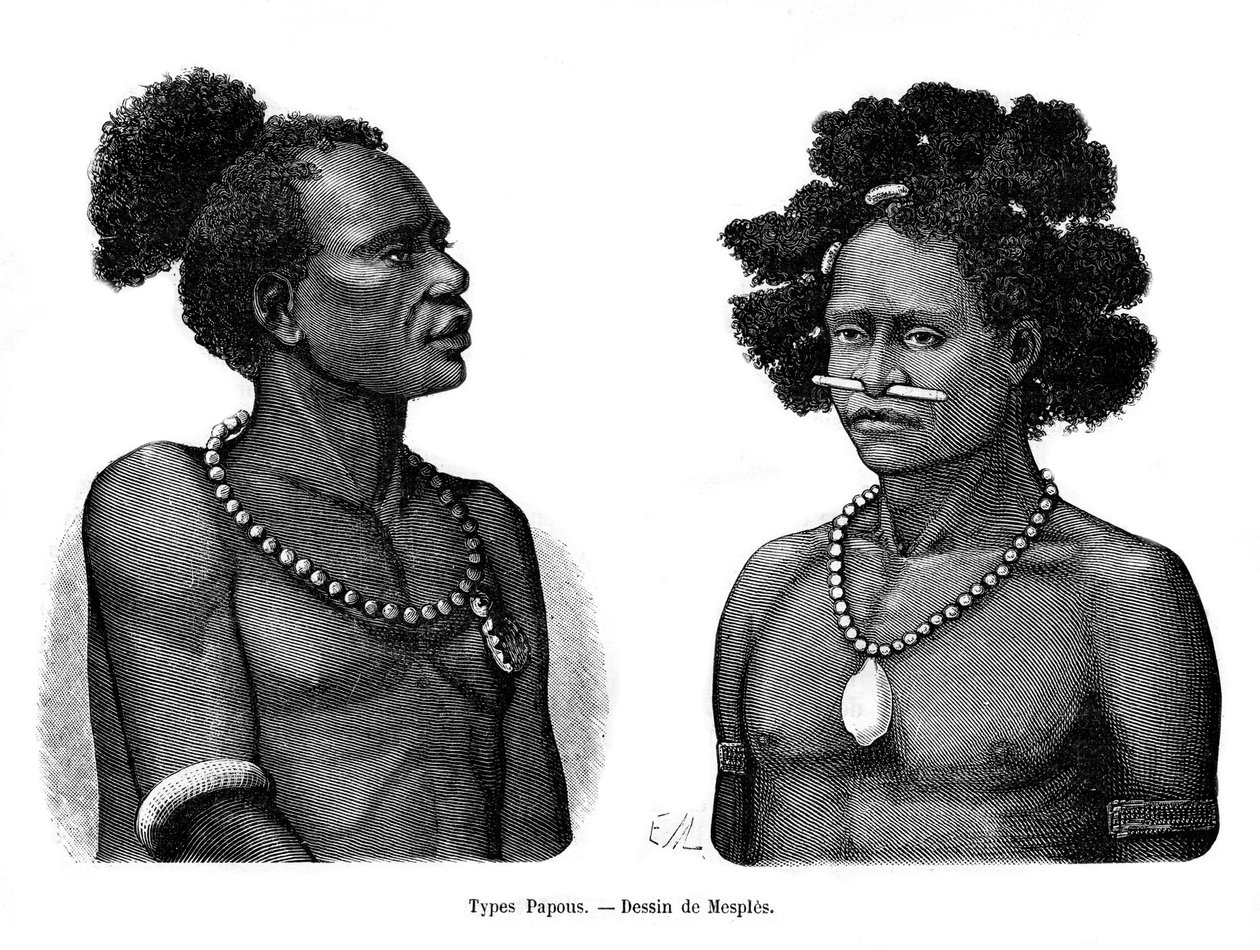 Papuanske typer, 1800-tallet av Mesples