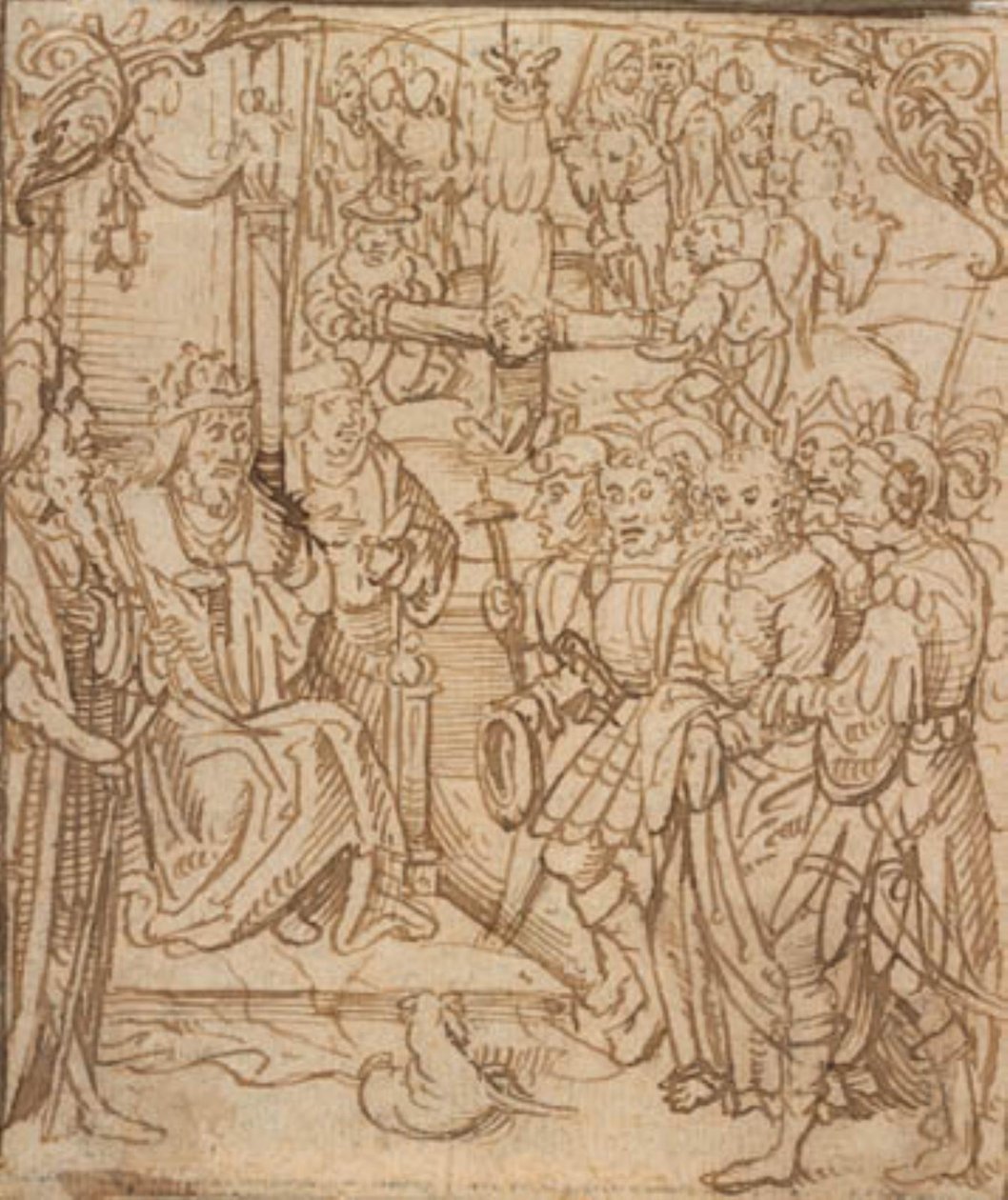 St Peter før keiser Nero, og korsfestelsen av St. Peter av Mesteren for Aachen alteret