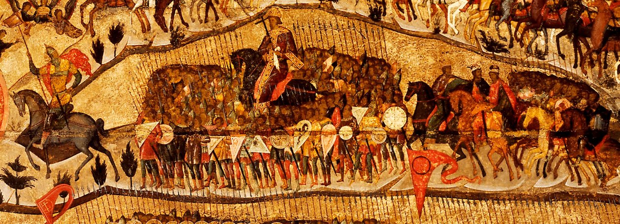 Velsignet være verten for himmelens konge Detalj: Warriors Range: Ivan IV, Vladimir Monomakh, Vladimir I, Boris og Gleb, 1550-tallet av Metropolitan of Moscow Athanasius