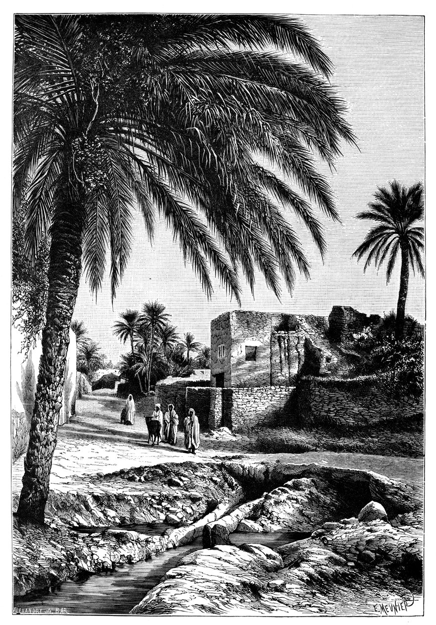 En gate i Biskra, Algerie, 1895. av Meunier