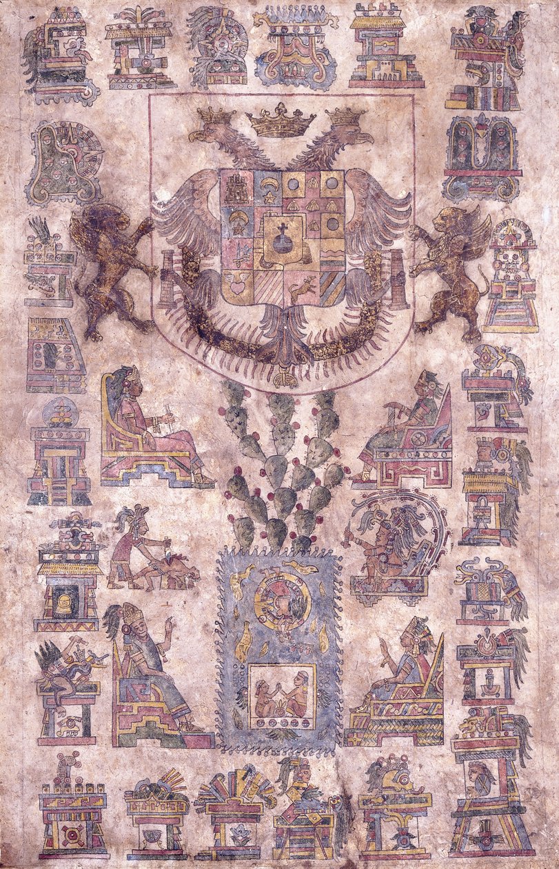 Et opplyst dokument fra Mexico, som viser våpenskjoldet til visekongen Sotomayor, ca. 1645 av Mexican School