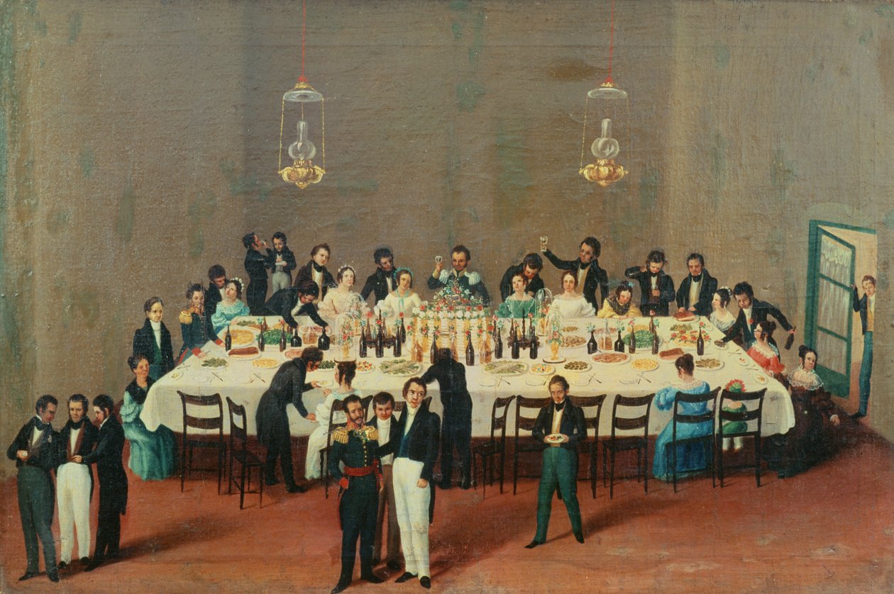 Bankett gitt på Oaxaca til ære for general Antonio Leon av Mexican School