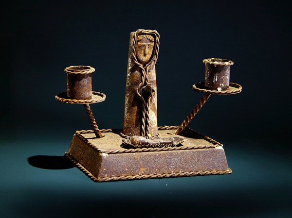 Lysholder med en Jesusfigur (metall) (for detaljer se 229282) av Mexican School