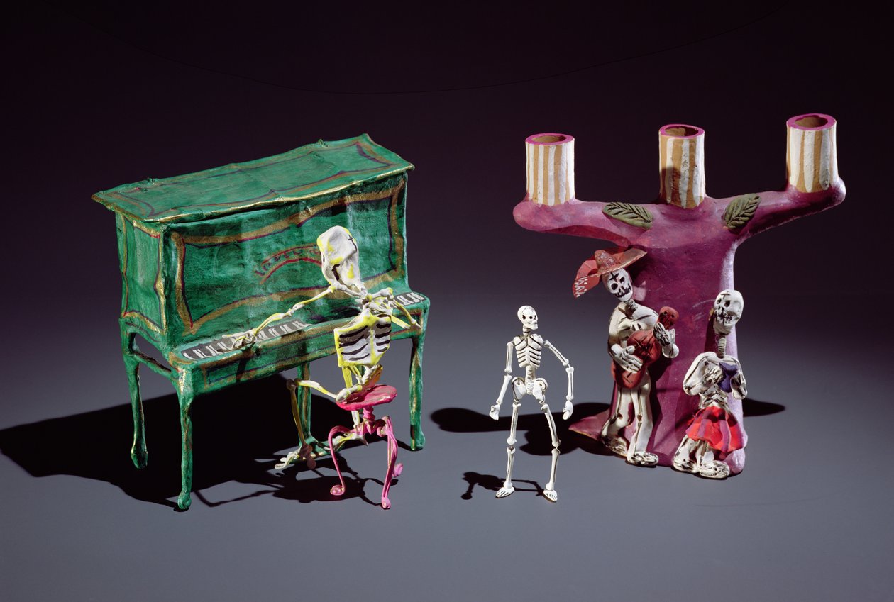Day of the Dead figurerer som musikere (papier mache) (se 229288 for detaljer) av Mexican School
