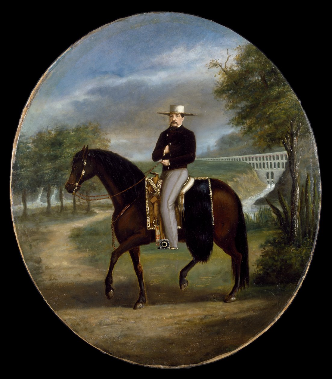 Don Manuel Romero de Terreros Villamil (olje på lerret montert på papir) av Mexican School