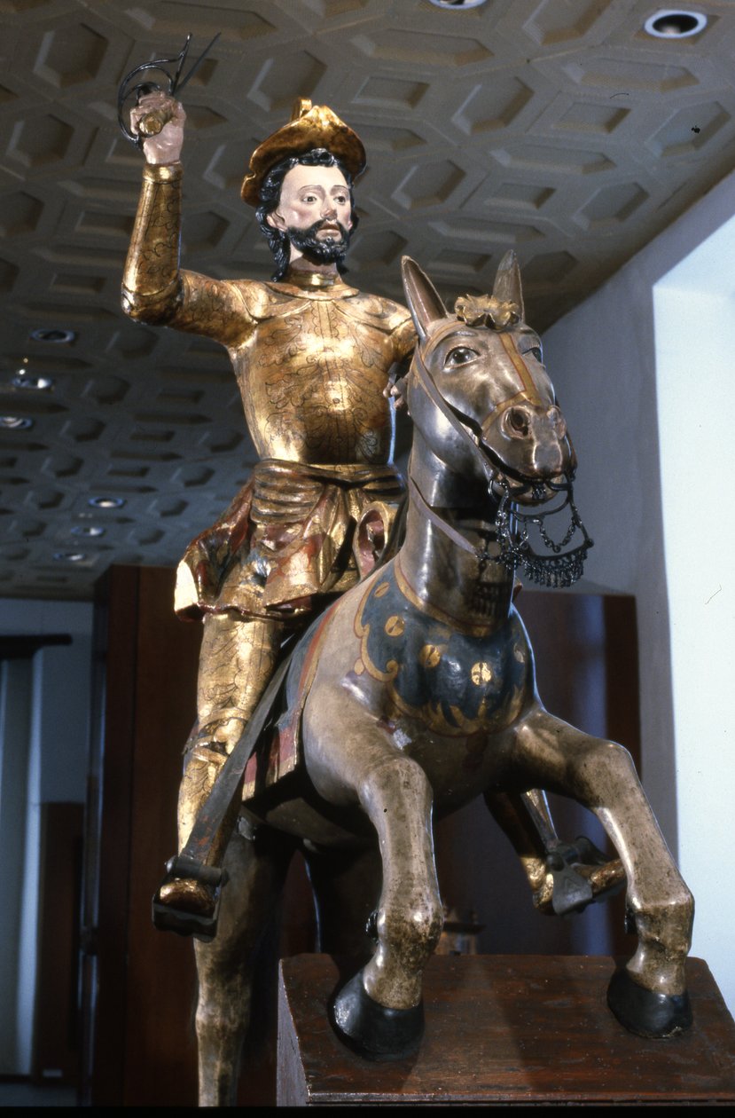 Rytterstatue av St. James (malt tre) av Mexican School