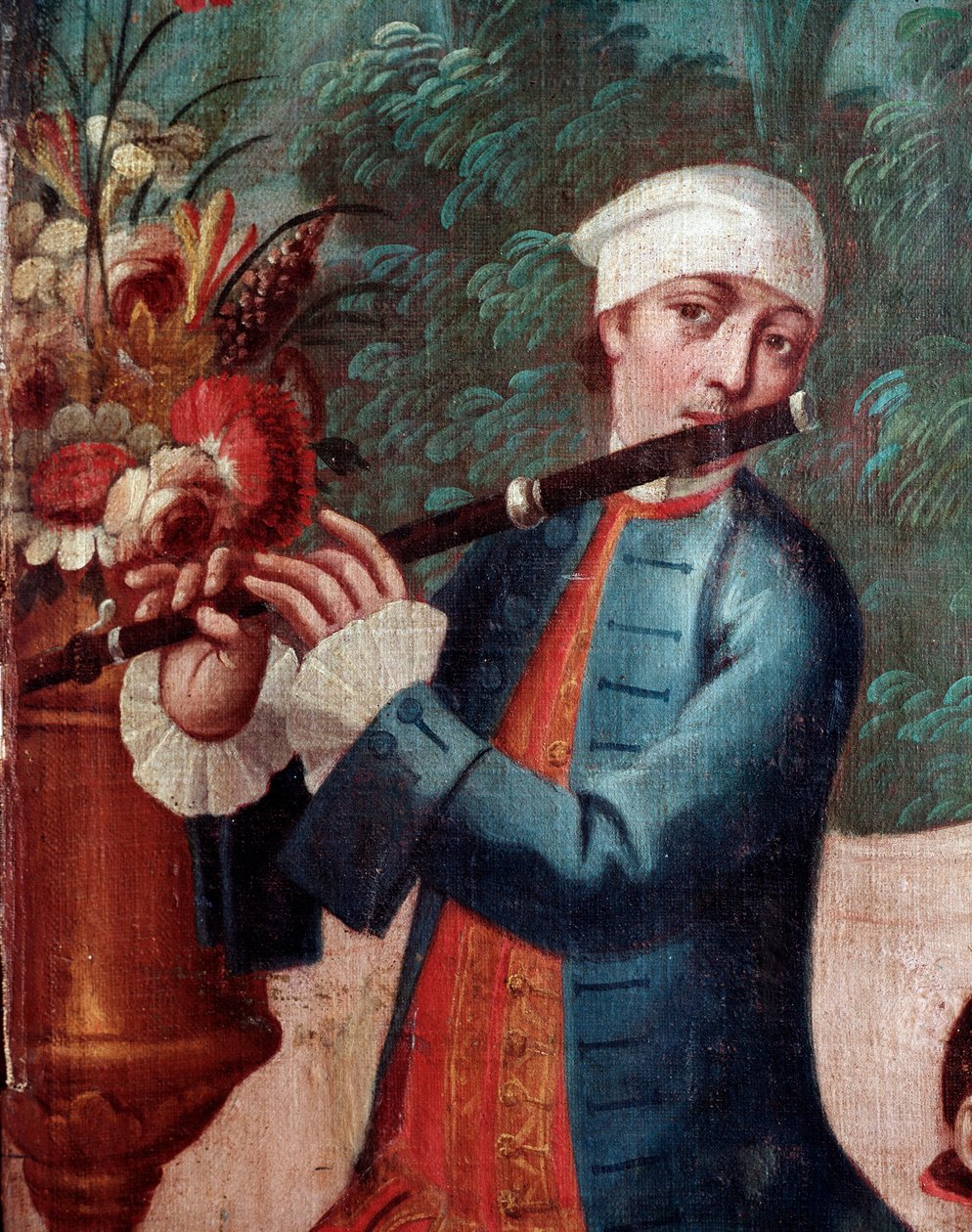 Fløytespiller (Skjermdetalj, maleri av Mexican School