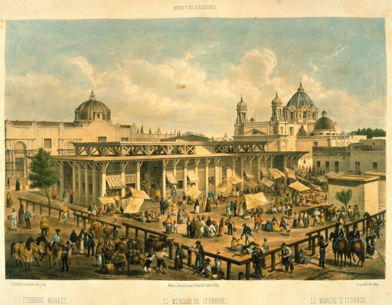 Iturbide Market, Old St. John Sq, Mexico by av Mexican School